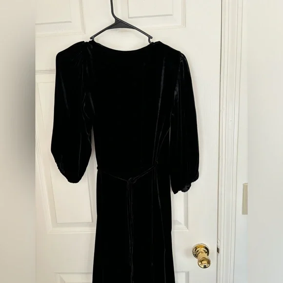 GANNI Aldine Silk Velvet Warp Dress in Black - Picture 13 of 16